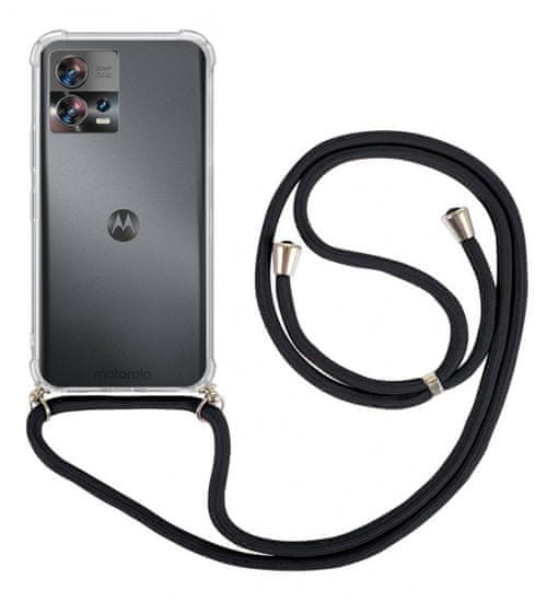 TopQ Kryt Motorola Edge 30 Fusion s čiernou šnúrkou priehľadný 97919