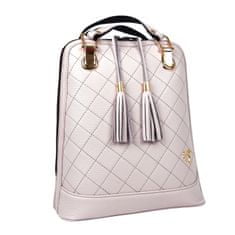 VegaLM Kožený ruksak z pravej kože so strapcami a možnosťou nosenia ako kabelky v ružovej farbe