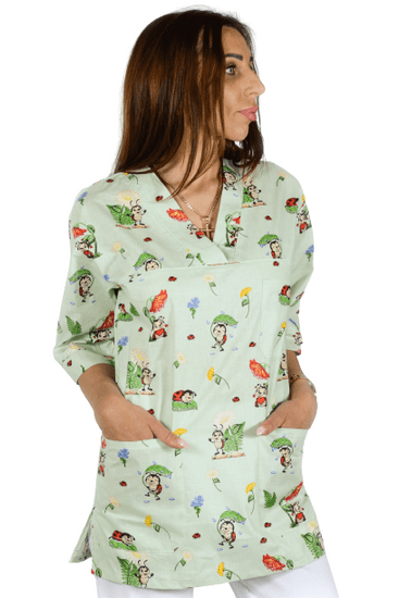 BORTEX Košeľa dámska zdravotná EVA - vzor lienky v zelenej farbe