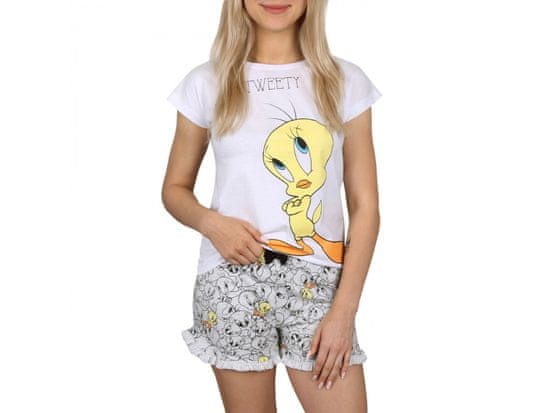Looney Tunes Looney Tunes Tweety bielo-šedé dievčenské pyžamo s krátkym rukávom, letné pyžamo