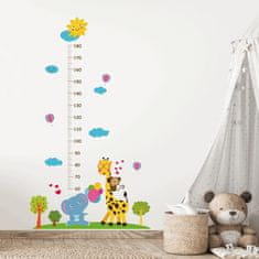 PIPPER. Samolepka na stenu "Detský meter - Žirafa so sloníkom" 177x100cm