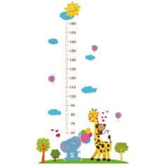 PIPPER. Samolepka na stenu "Detský meter - Žirafa so sloníkom" 177x100cm