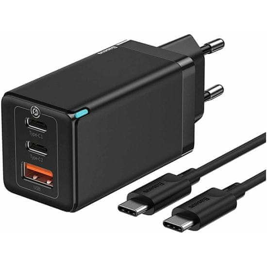 BASEUS GaN5 Pro rýchlonabíjací adaptér 2x USB-C + USB-A 65W CCGP120201, čierna