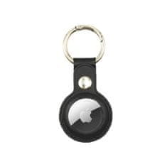 Korbi Kožené puzdro, krúžok na kľúče, Apple Airtag, čierna