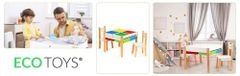 EcoToys drevený nábytok pre deti súprava stôl + 2 stoličky