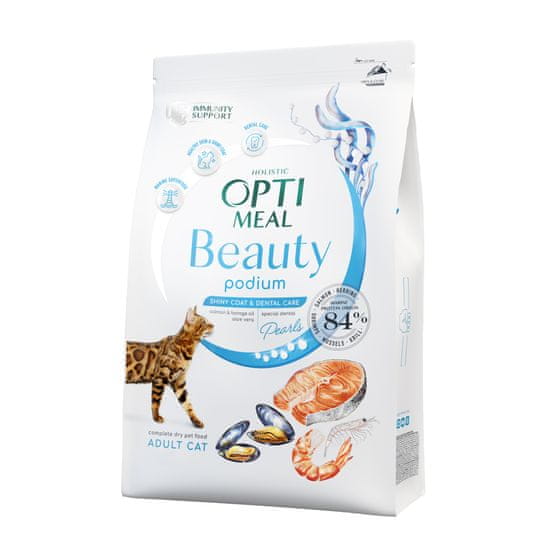 OptiMeal Holistic Beauty Podium 4kg lesklá srsť a starostlivosť o zuby pre mačky