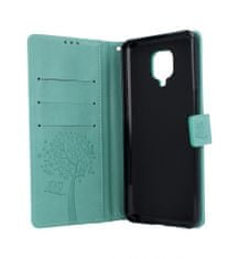 TopQ Kryt Xiaomi Redmi Note 9 Pro Knížková Zelený strom sovičky 50740