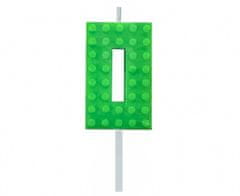 GoDan Tortová sviečka LEGO číslo 0 - zelená