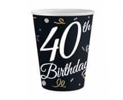 GoDan Papierové poháre 40th Birthday - 6 ks / 200 ml
