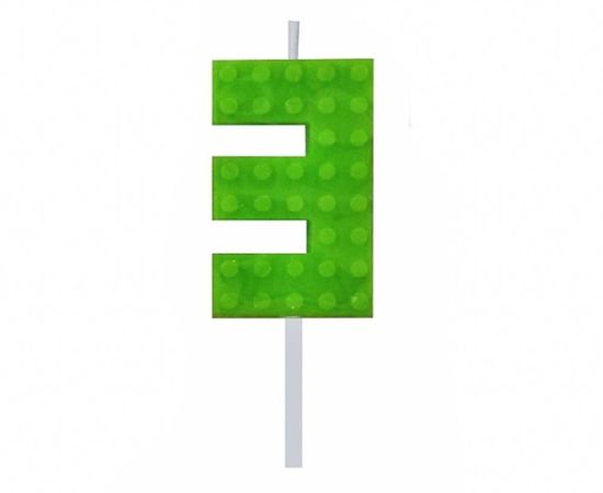 GoDan Tortová sviečka LEGO číslo 3 - zelená