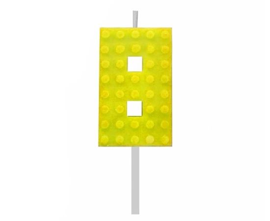 GoDan Tortová sviečka LEGO číslo 8 - žltá