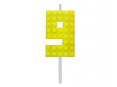 GoDan Tortová sviečka LEGO číslo 9 - žltá