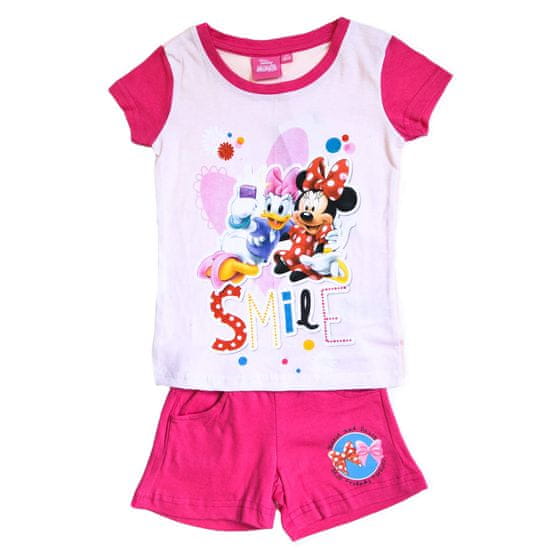SETINO Dievčenský komplet tričko a kraťasy "Minnie Mouse a Daisy" tmavo ružová