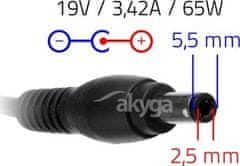 TRX Akyga 65W napájací adaptér/ nabíjačka/ Asus/ HP/ Toshiba/ 19V/ 3.42A/ 5.5x2.5mm konektor/ neoriginálna