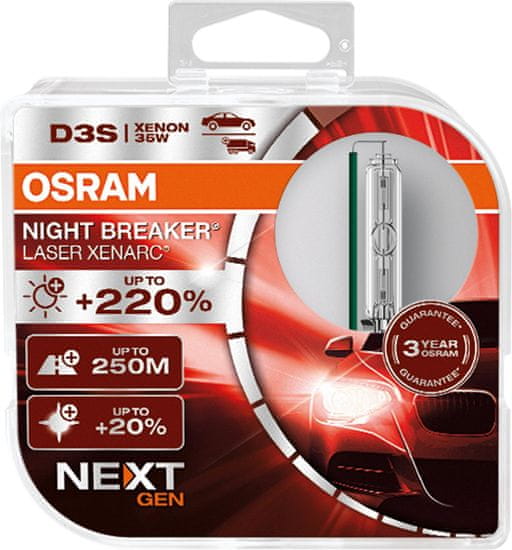 Osram OSRAM XENARC D3S 66340XNX-HCB NIGHT BREAKER LASER Next gen plus 220% 35W PK32d-5 2ks