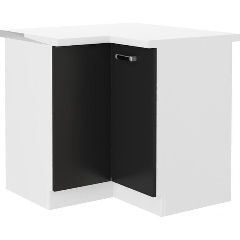 Veneti Dolná rohová skrinka ODONA - 89x89 cm, čierna / biela