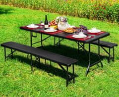 ModernHome Cateringový stôl 180 cm + 2 lavíce hnedá SZK-180B+2PCS SBK-18