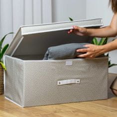 EDANTI 3X Úložný Box S Vekom Organizér Do Skrinky Na Oblečenie Prádlo Hračky Dokumenty Biela A Béžová