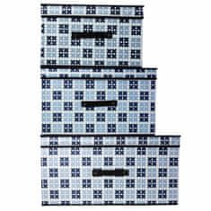 EDANTI 3X Úložný Box S Vekom Organizér Do Skrinky Na Oblečenie Prádlo Hračky Dokumenty Biely/Modrý