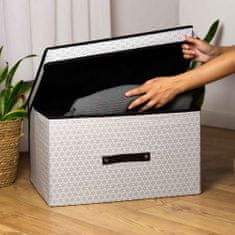 Nice Life Úložný Box S Vekom Organizér Do Skrinky Na Oblečenie Prádlo Hračky Dokumenty Biele A Čierne 50X40X30 Cm