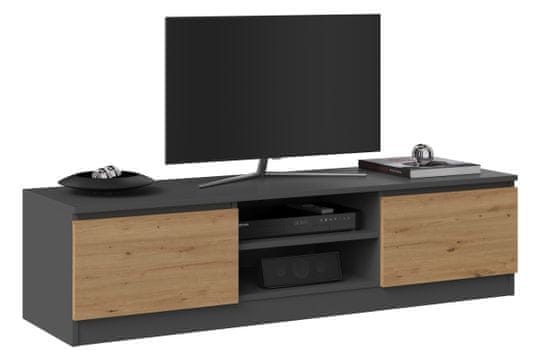 Topeshop TV stolík Malwa 140 cm antracit/dub artisan