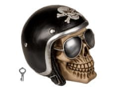 OOTB Pokladnička lebka s čiernou motorkárskou prilbou