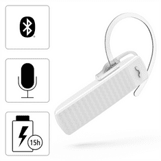 HAMA MyVoice1500, mono Bluetooth headset, pre 2 zariadenia, hlasový asistent (Siri, Google), biely