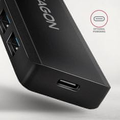 AXAGON HUE-C1C, 4x USB 5Gbps TRAVEL húb, USB-C napájací konektor, kábel USB-C 19cm