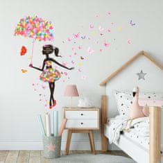 PIPPER. Samolepka na stenu "Dievča s motýľmi" 170x145 cm