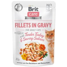 Brit Kapsička BRIT Care Cat Fillets in Gravy with Tender Turkey & Savory Salmon 85 g