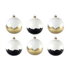 Decor By Glassor Set vianočných ozdôb v bielej, čiernej a zlatej farbe