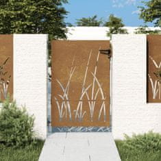 Vidaxl Záhradná brána 85x125 cm kortenová oceľ dizajn trávy