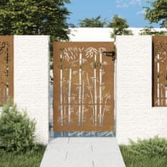 Vidaxl Záhradná brána 85x125 cm kortenová oceľ dizajn bambusu