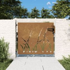 Vidaxl Záhradná brána 85x100 cm kortenová oceľ dizajn trávy