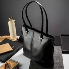 PAOLO PERUZZI Elegantná dámska nákupná taška z čiernej kože