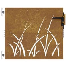 Vidaxl Záhradná brána 85x100 cm kortenová oceľ dizajn trávy