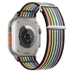 BStrap Velcro Nylon remienok na Apple Watch 38/40/41mm, black rainbow
