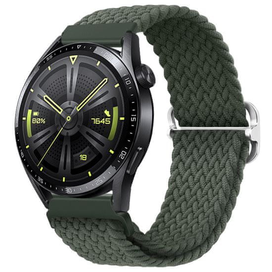BStrap Elastic Nylon remienok na Huawei Watch 3 / 3 Pro, olive green