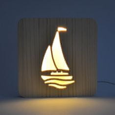 ISOTRA Drevená lampa AmbiWood 32665, plachetnica