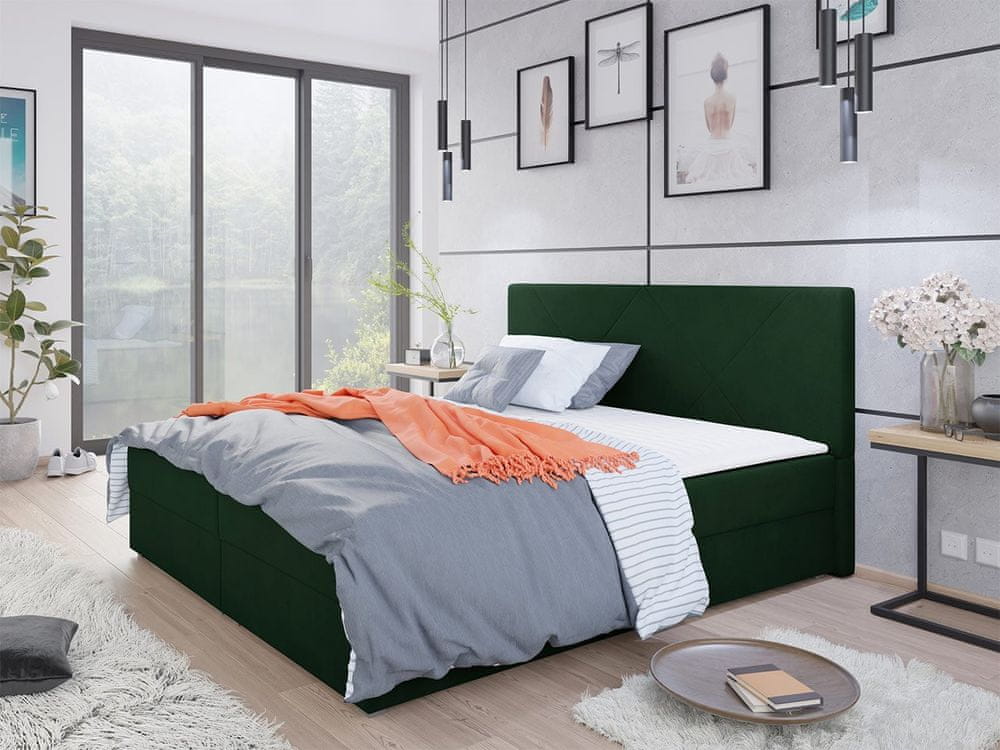 Veneti Kontinentálna manželská posteľ 140x200 BALJA 4 - zelená + topper ZDARMA
