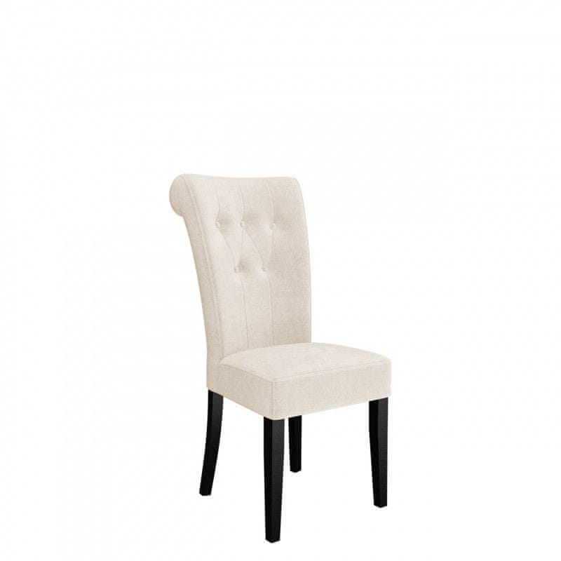 Veneti Luxusná jedálenská stolička NOSSEN 3 - čierna / béžová / pozlátené klopadlo