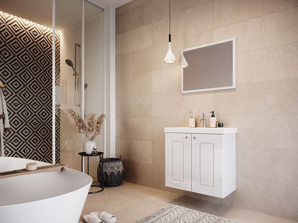 Veneti Kúpeľňový nábytok s umývadlom ACHIM 3 - biely / lesklý biely