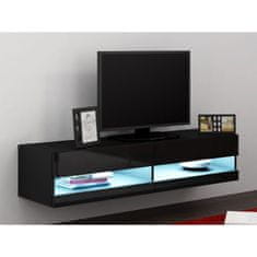 Veneti TV stolík 140 cm ASHTON 1 - čierny / lesklý čierny