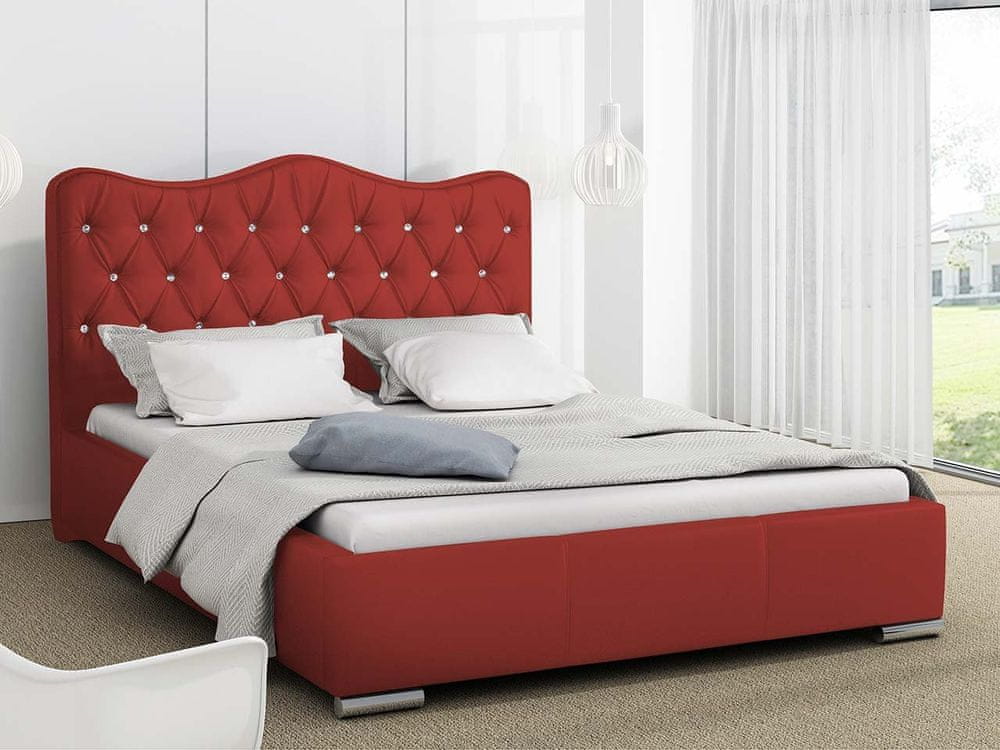Veneti Čalúnená manželská posteľ 160x200 SALVADORA - červená