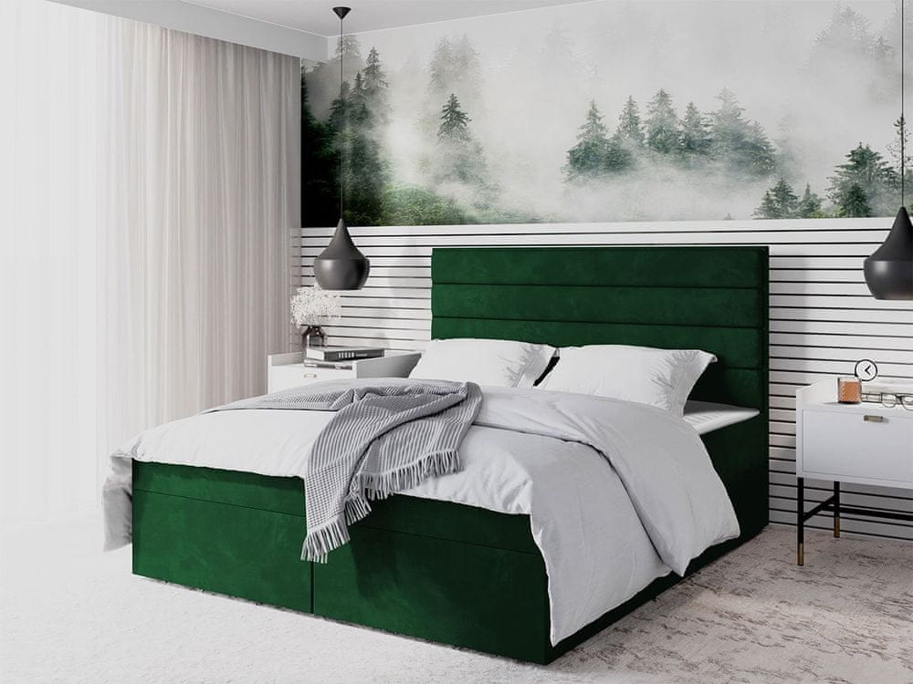 Veneti Boxspringová manželská posteľ 180x200 MANNIE 3 - zelená + topper ZDARMA