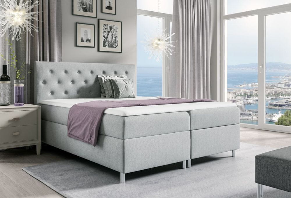 Veneti Boxspringová posteľ LILIAN - 120x200, šedá + topper ZDARMA