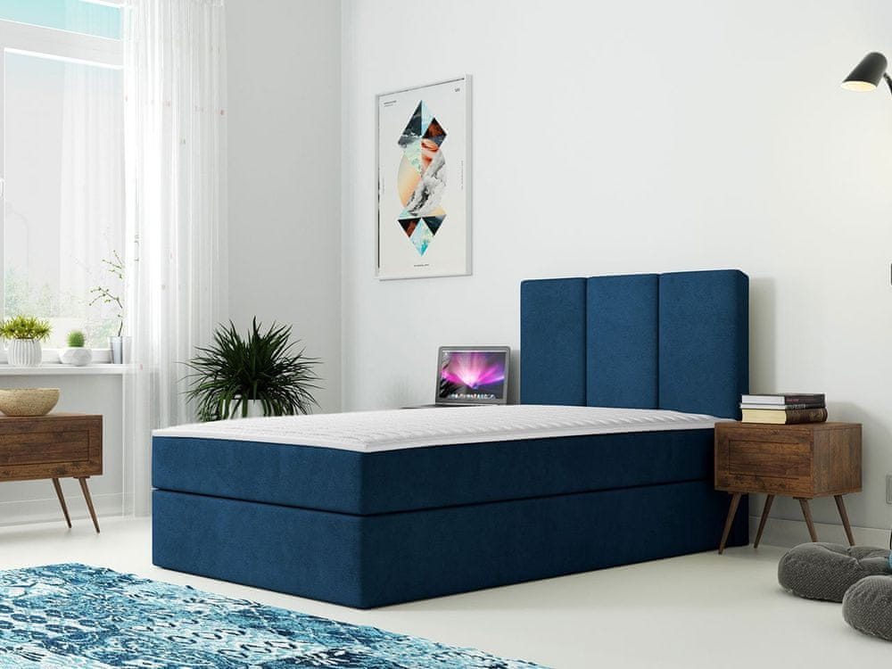 Veneti Kontinentálna detská posteľ 100x200 LOBO - modrá, pravé prevedenie + topper ZDARMA