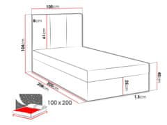Veneti Kontinentálna detská posteľ 100x200 LOBO - ružová, ľavé prevedenie + topper ZDARMA