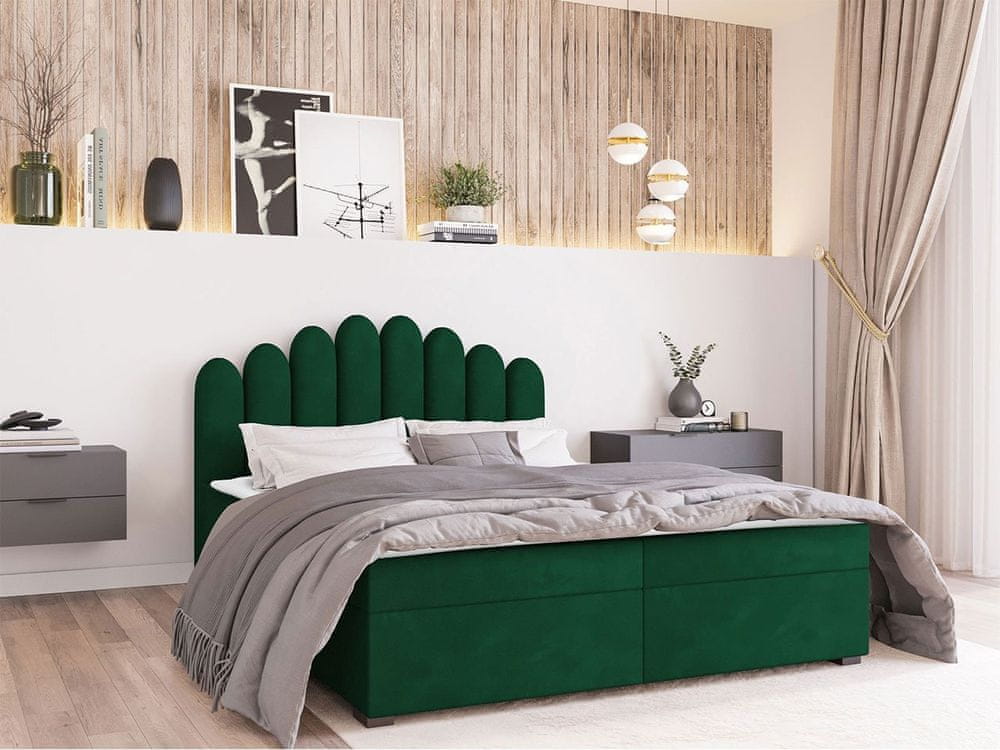 Veneti Hotelová manželská posteľ 140x200 LUCILA - zelená + topper ZDARMA