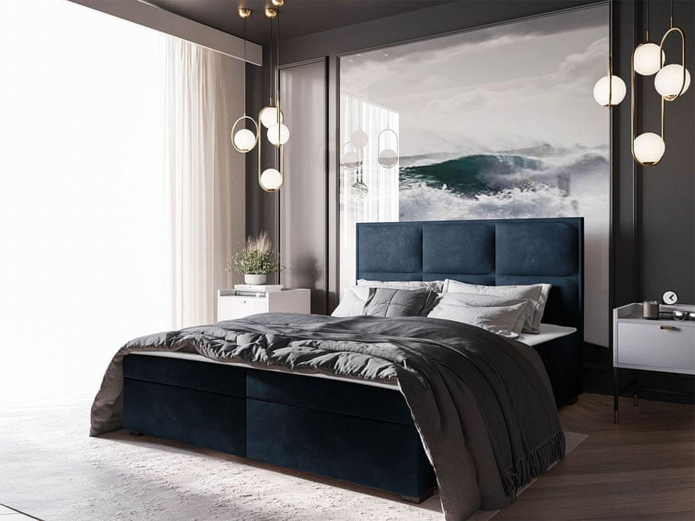 Veneti Americká manželská posteľ 160x200 MANNIE 1 - modrá + topper ZDARMA